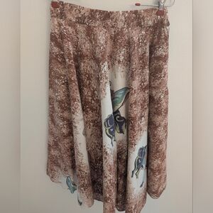 Artsy Boho Midi Skirt with Matador Print – Brown & Multi